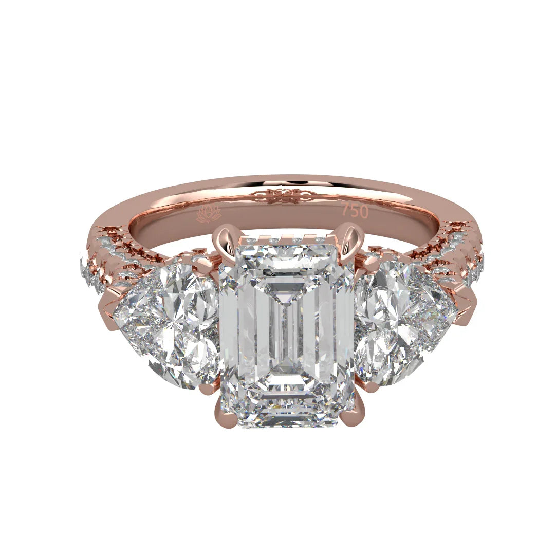 Seraphina Emerald Three Stone Diamond Ring