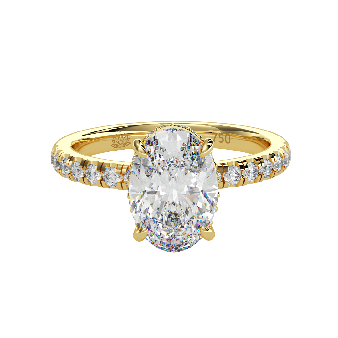 Persephone Oval Hidden Halo Diamond Ring