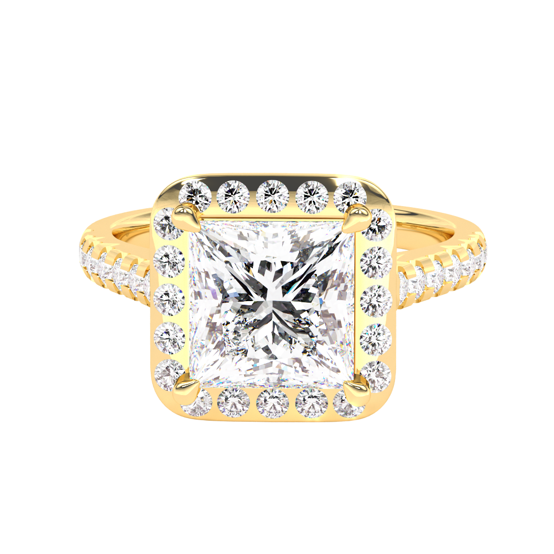 Guinevere Princess Diamond Hidden Halo Engagement Ring