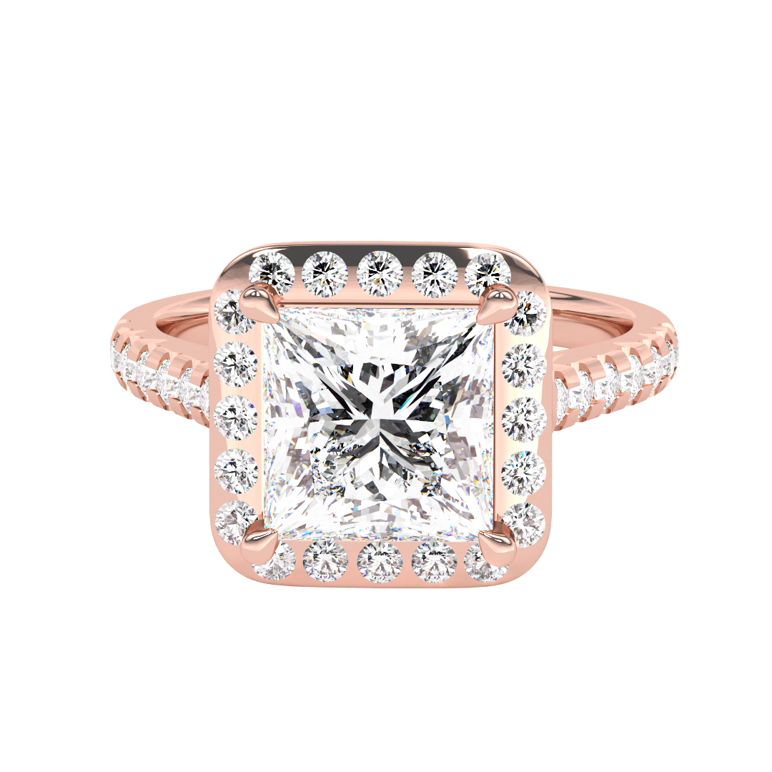 Guinevere Princess Diamond Hidden Halo Engagement Ring