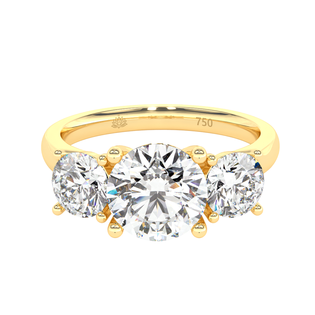 Océane Round Diamond Three Stone Engagement Ring