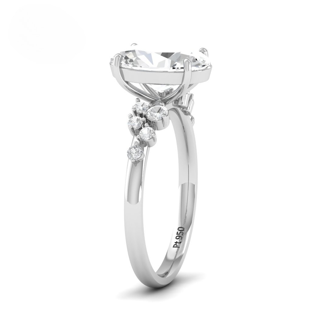Lina Oval Cut Diamond Engagement Ring With Diamond Accent Band