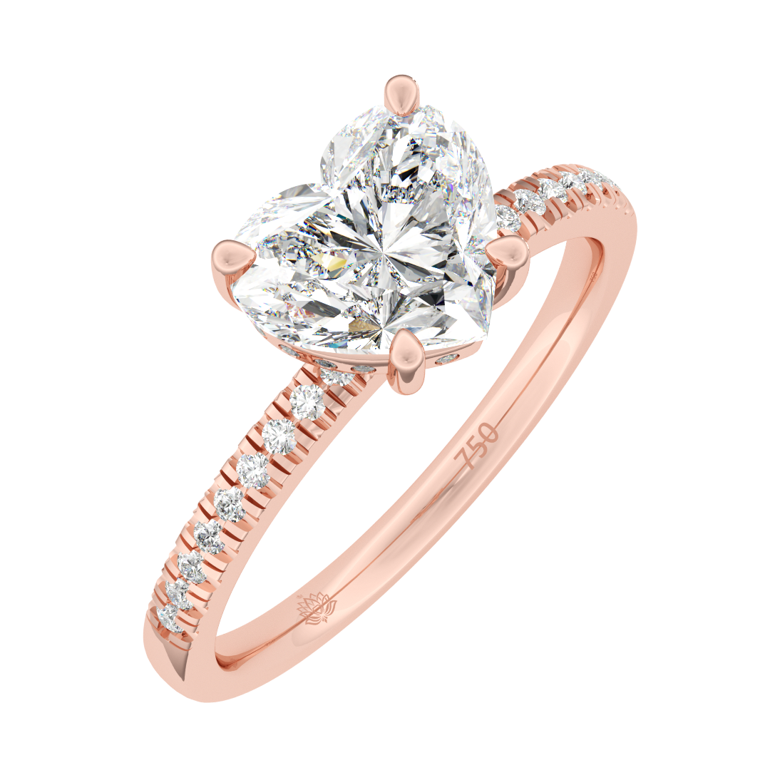 Giselle Heart Shaped Hidden Halo and Diamond Band