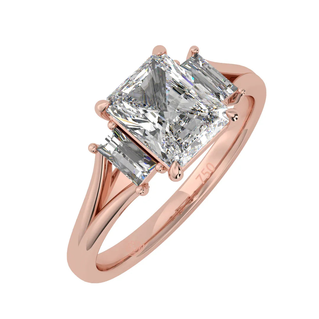 Ophelia Radiant Three Stone Diamond Ring