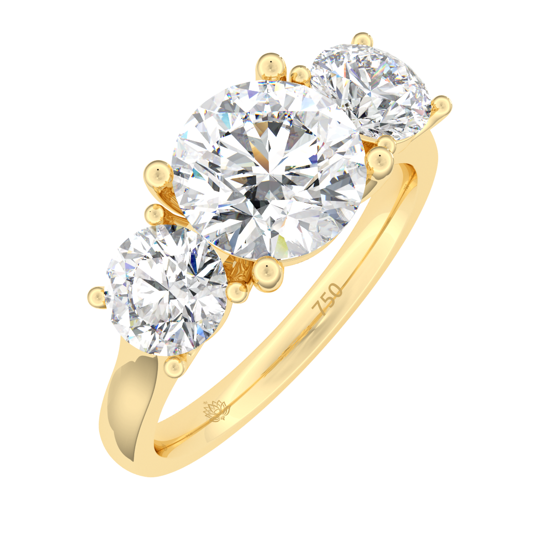 Océane Round Diamond Three Stone Engagement Ring