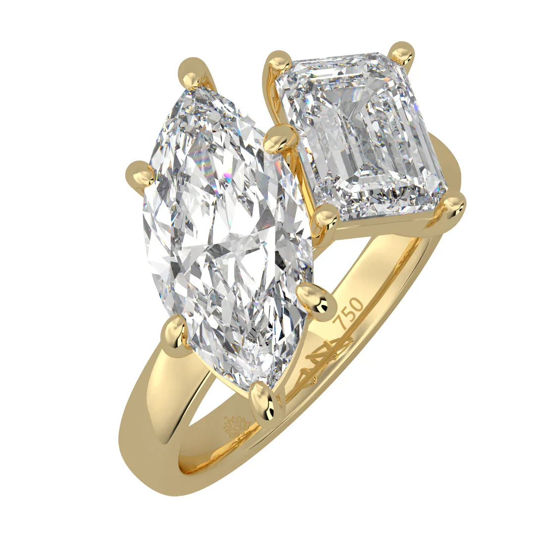 Celeste Marquise & Emerald Twin Diamond Ring