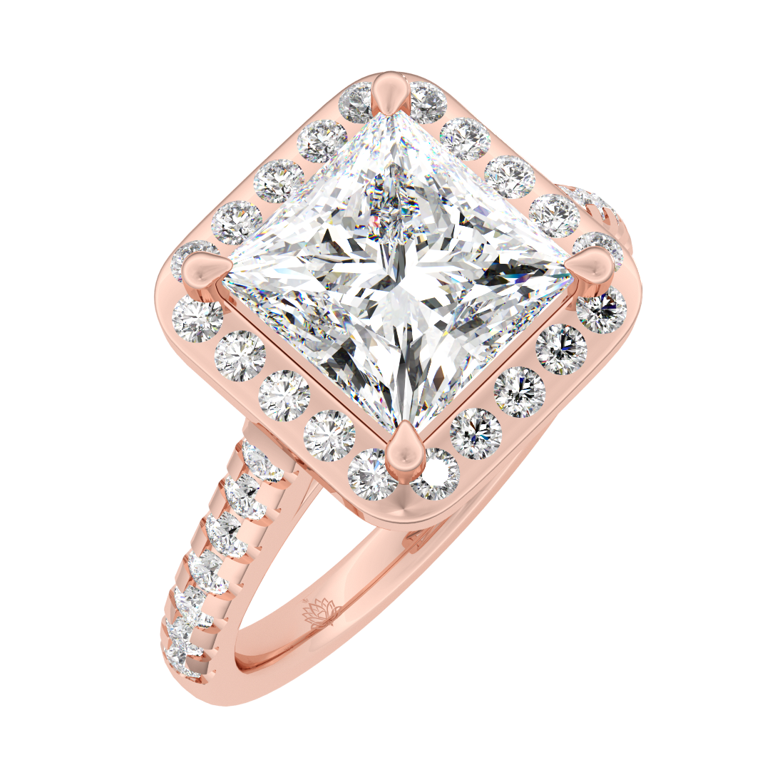 Guinevere Princess Diamond Hidden Halo Engagement Ring