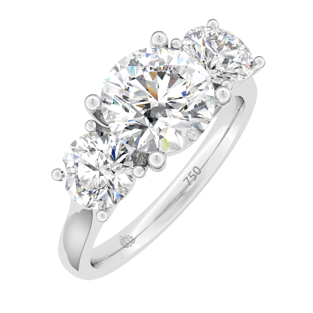 Océane Round Diamond Three Stone Engagement Ring