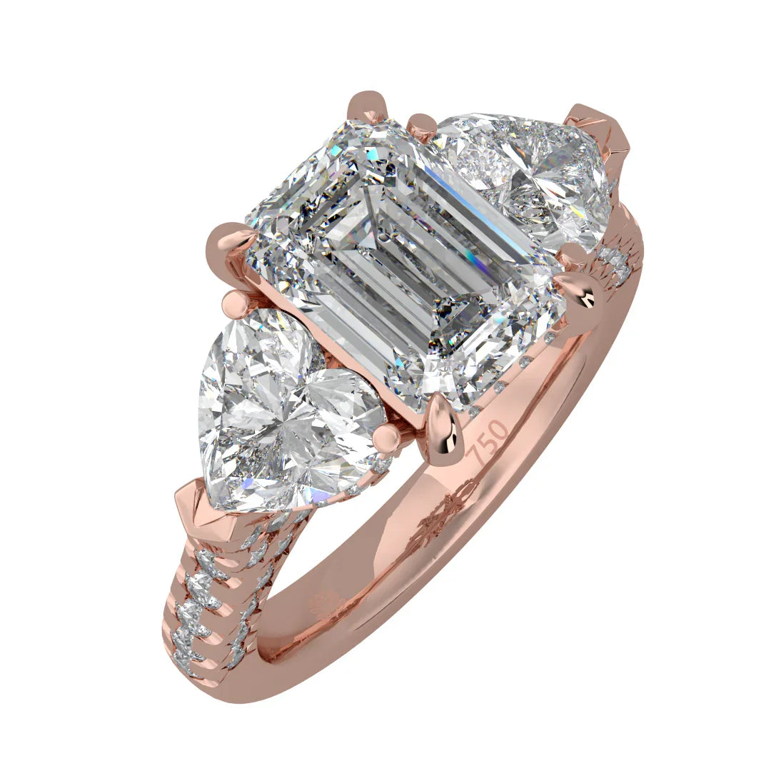 Seraphina Emerald Three Stone Diamond Ring