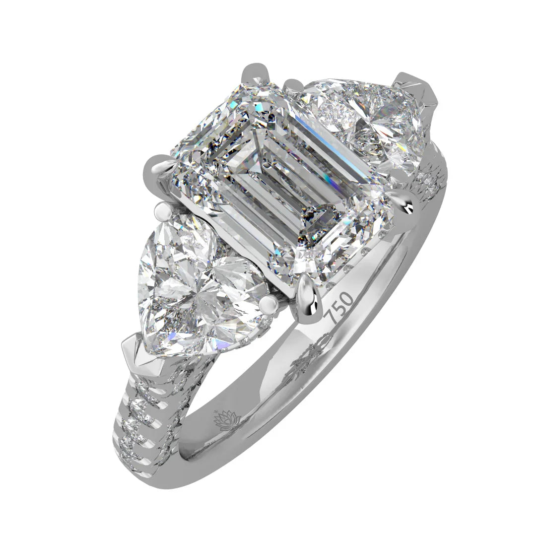 Seraphina Emerald Three Stone Diamond Ring