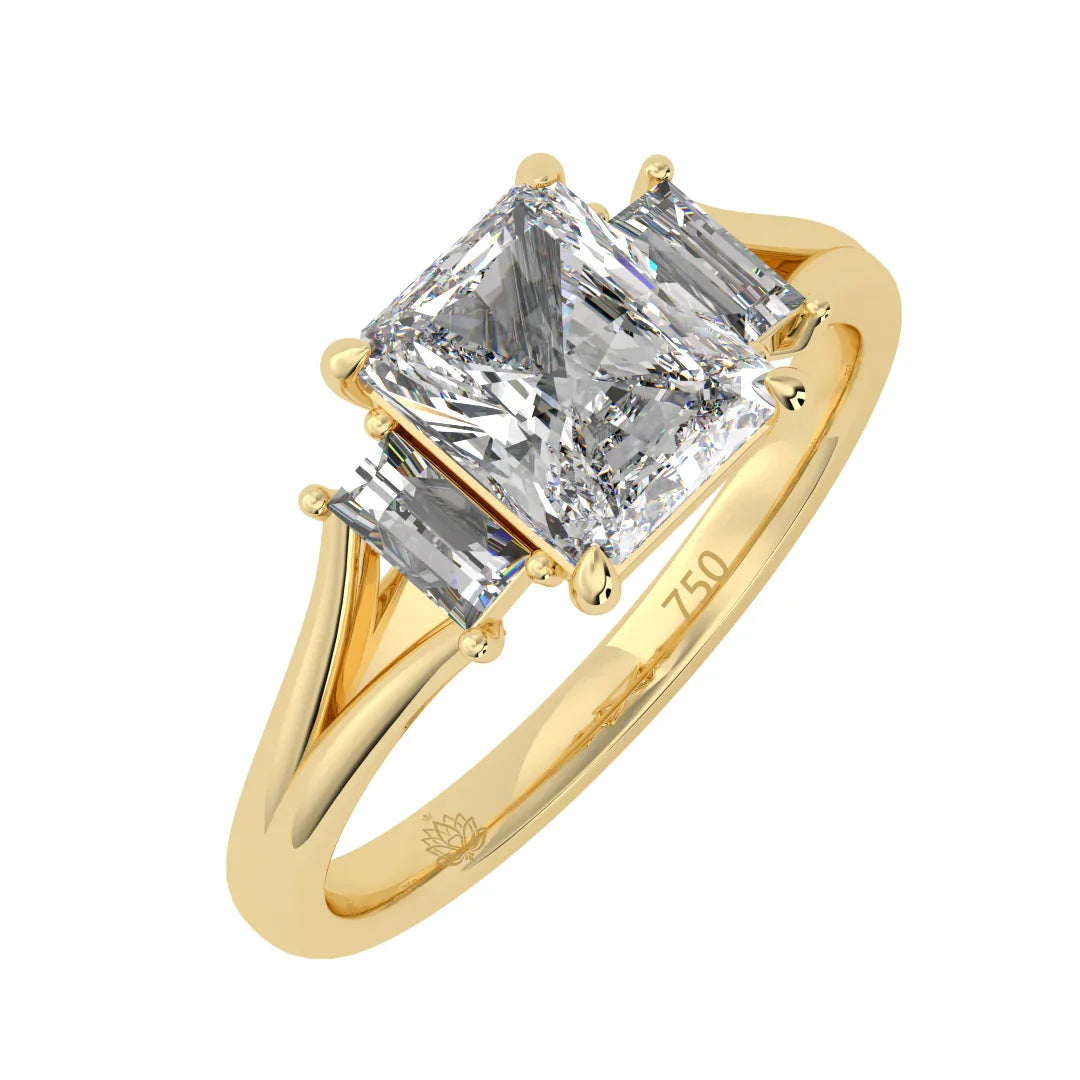 Ophelia Radiant Three Stone Diamond Ring