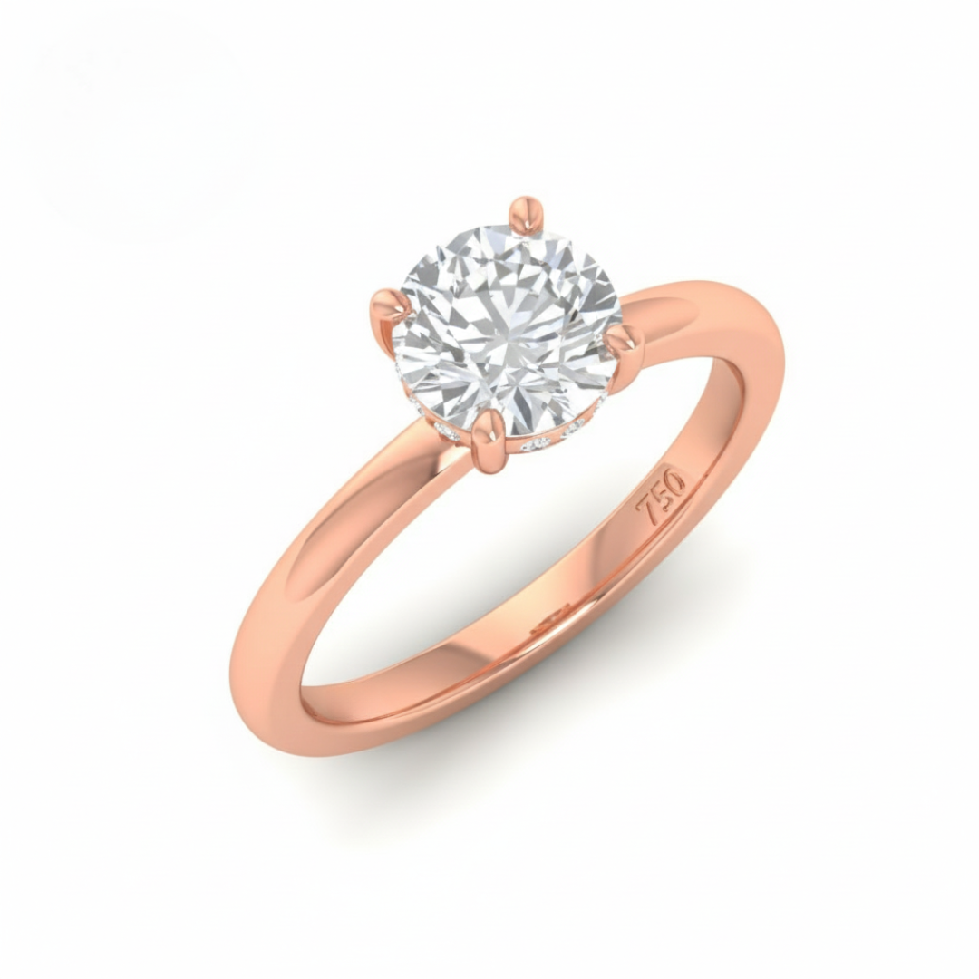 Kiara Round Cut Diamond With Hidden Halo Engagement Ring
