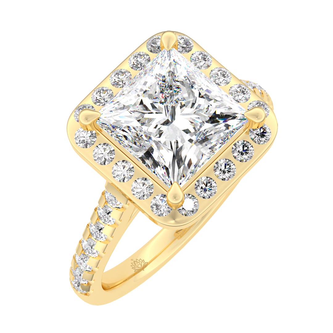 Guinevere Princess Diamond Hidden Halo Engagement Ring