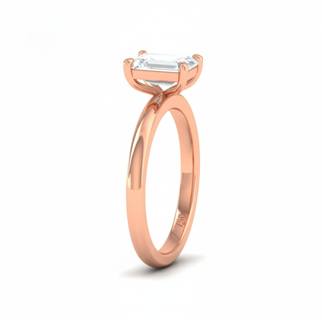Anaya Solitaire Emerald Cut With Diamond Engagement Ring