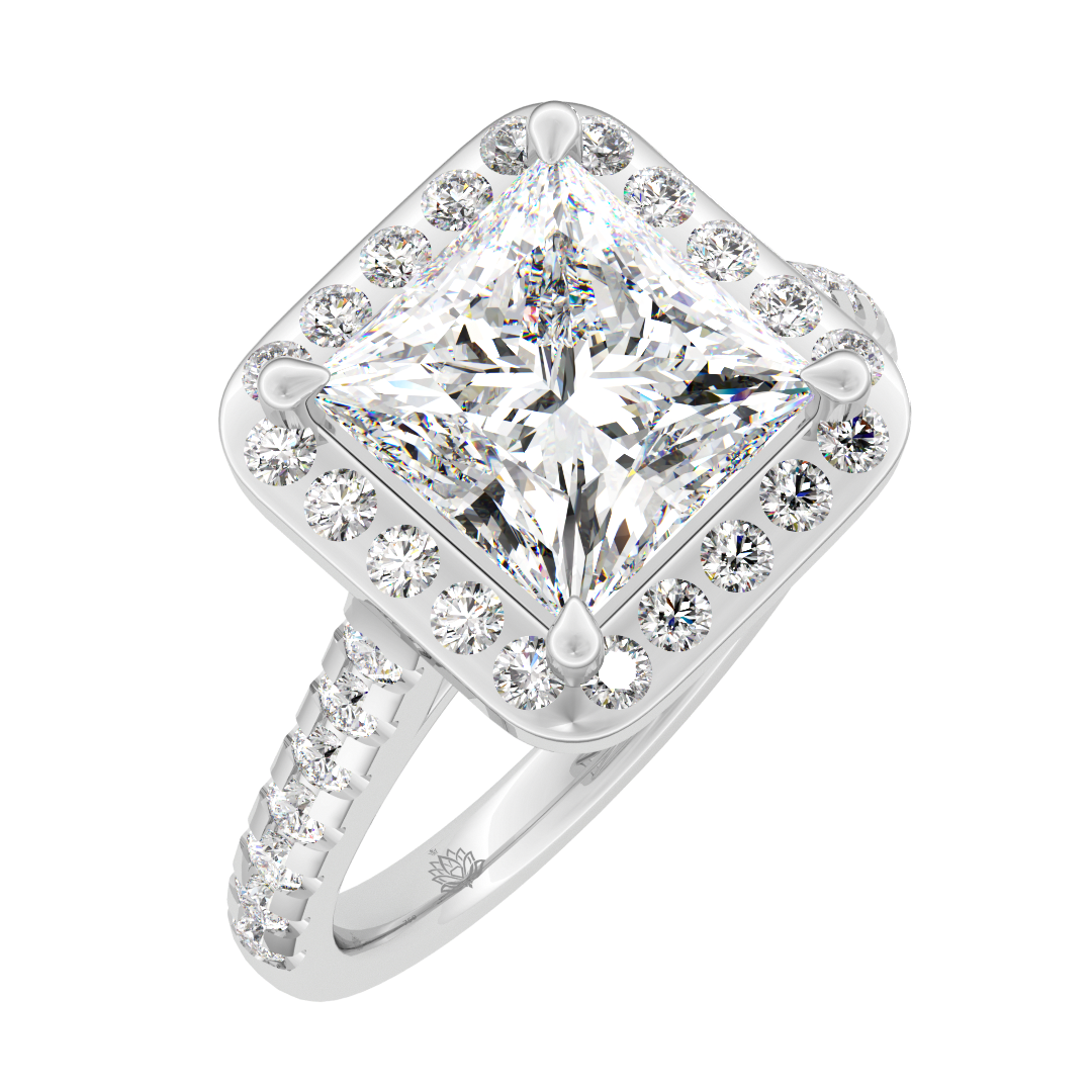 Guinevere Princess Diamond Hidden Halo Engagement Ring
