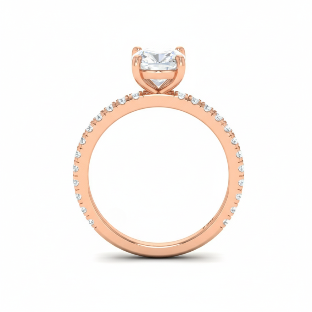 Athena Cushion With Diamond Band Engagement Ring