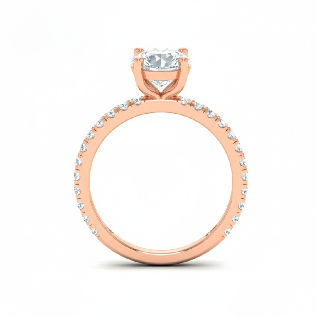 Athena Round With Diamond Band Engagement Ring