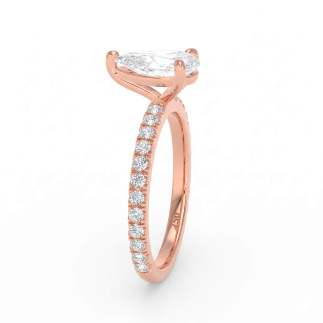Athena Pear With Diamond Band Engagement Ring