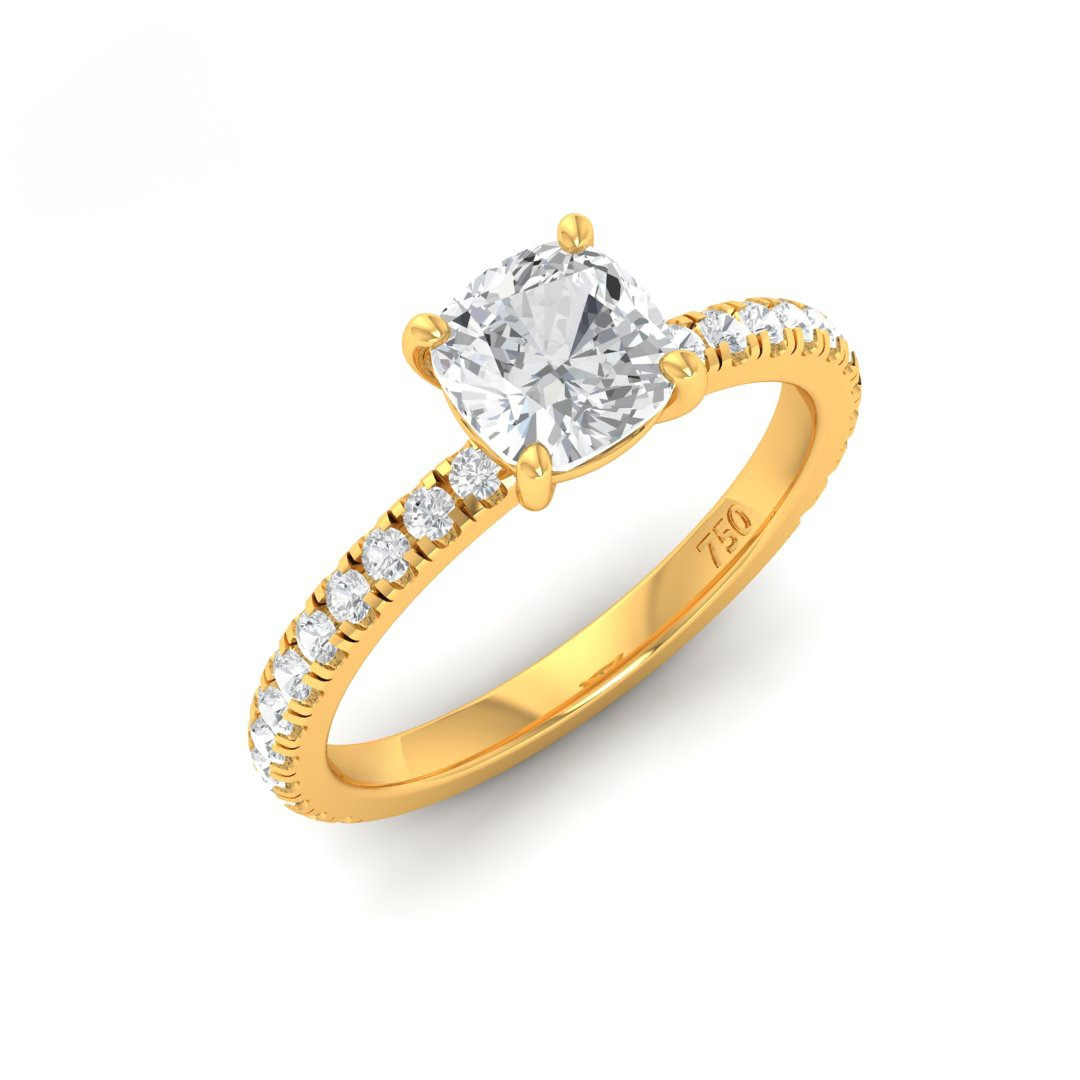 Athena Cushion With Diamond Band Engagement Ring