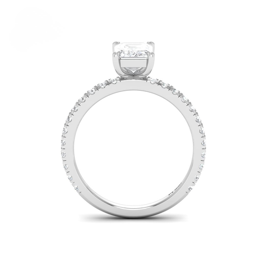 Athena Emerald With Diamond Band Engagement Ring